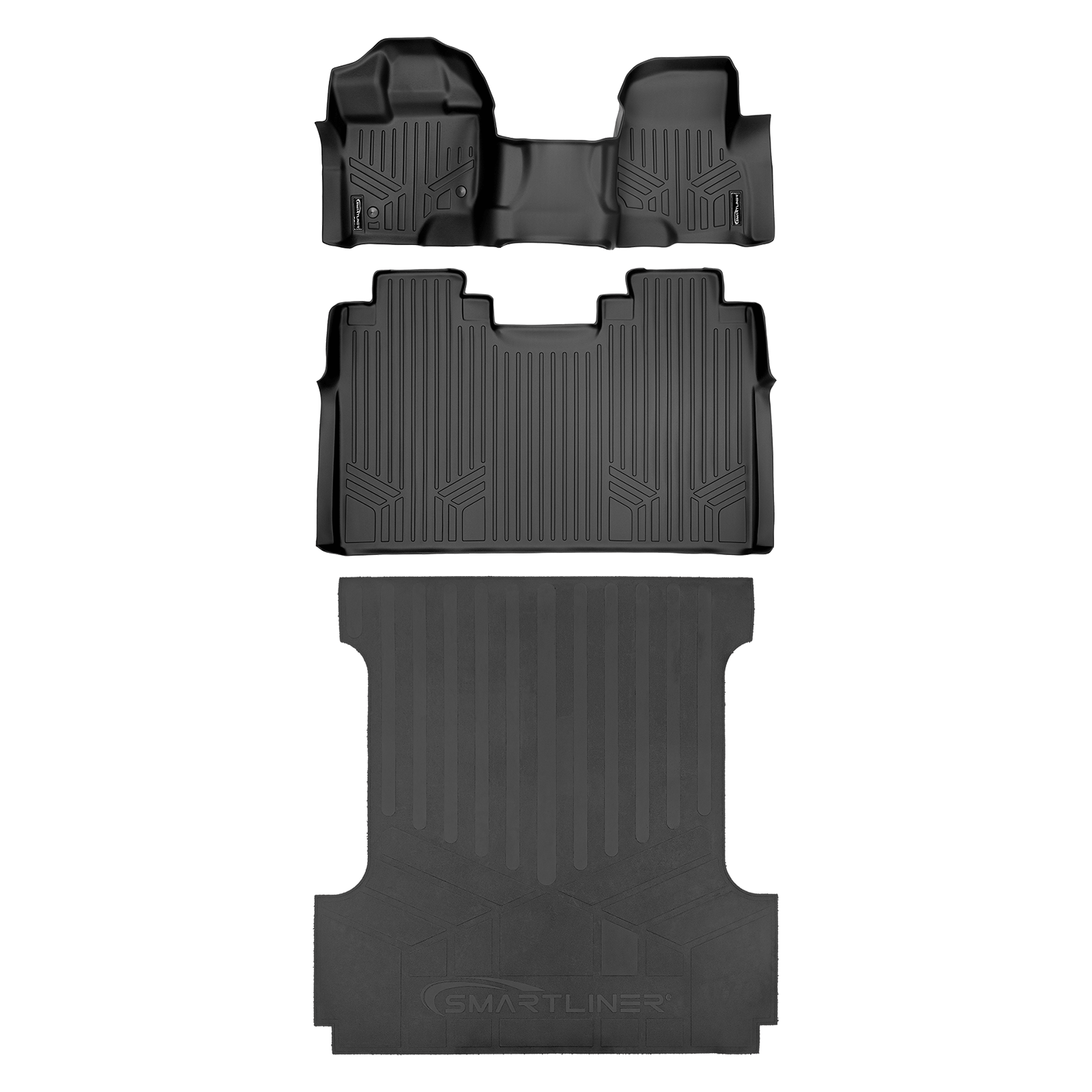 SmartCoverage™ Custom Fit Floor Liners For 2015-2025 Ford F-150 SuperCrew Cab with 1st Row Bench Seat No 2nd Row Underseat Storage