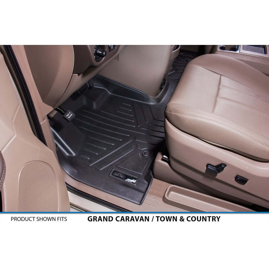 Smart Trim™ Custom Fit Floor Liners For 2013-2020 Dodge Grand Caravan with 2nd Row Bucket Seats and no Super Console