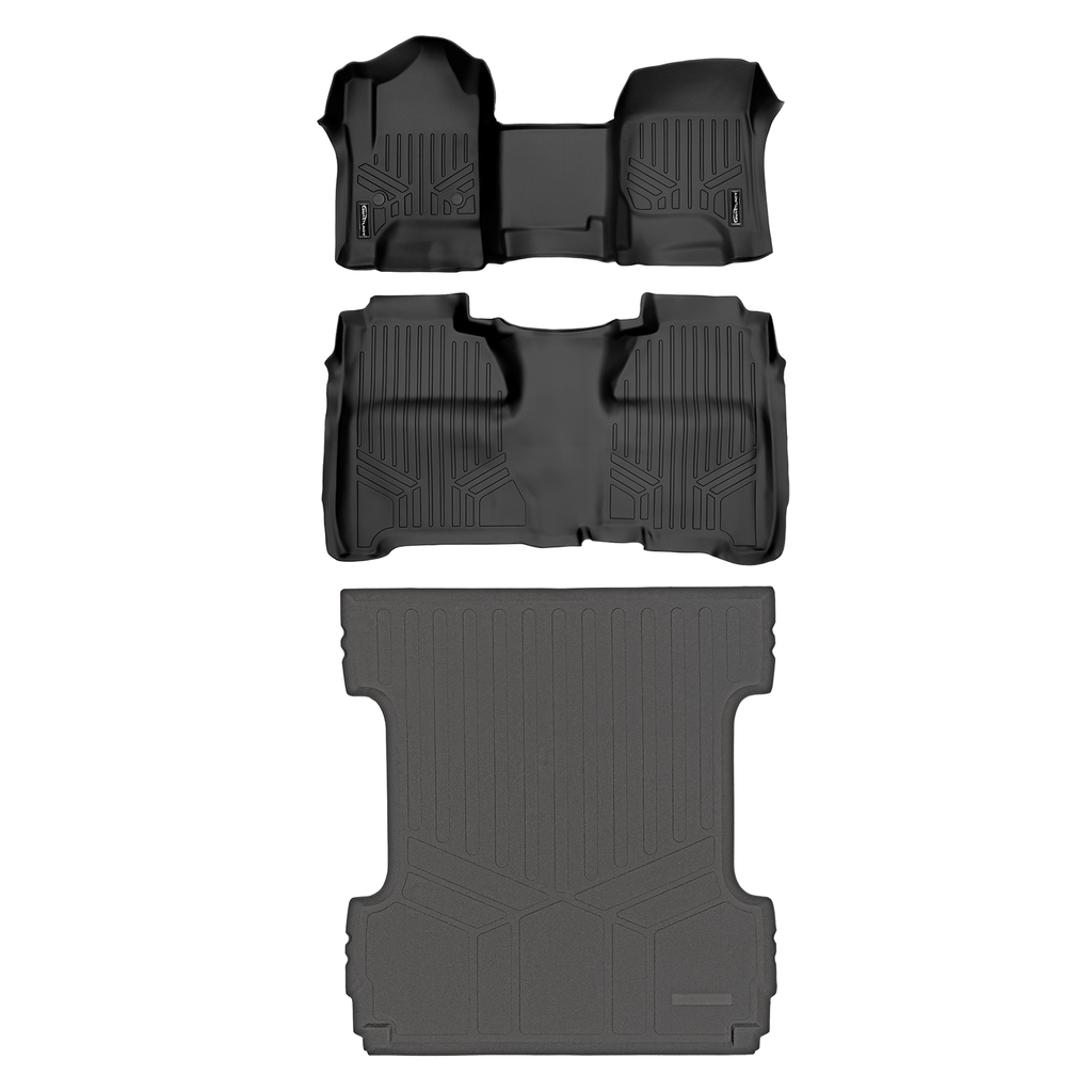 SMARTLINER Custom Fit Floor Liners For Crew Cab 2014-2018 Silverado/Sierra 1500 - 2015-2021 2500/3500 HD