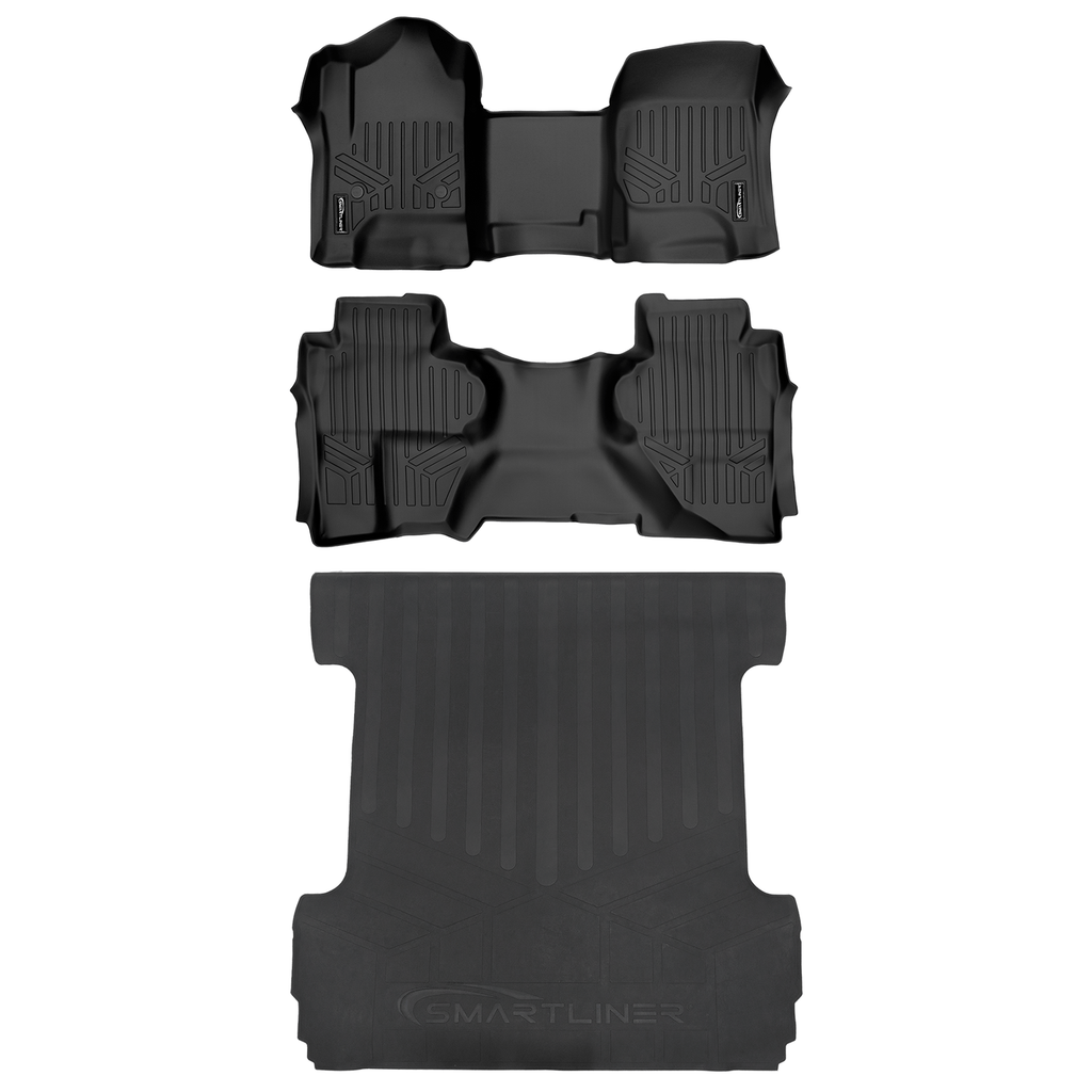 SMARTLINER Custom Fit Floor Liners For 2019 Silverado 1500 LD/ GMC Sierra 1500 LD Double Cab (Over the Hump Coverage)