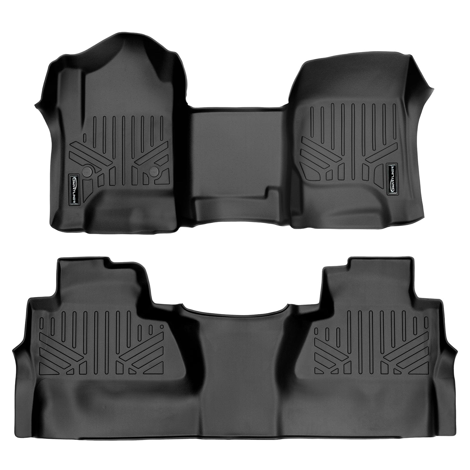 SMARTLINER Custom Fit Floor Liners For GMC Sierra 1500 Crew Cab 2014 - 2018 (Carpeted flooring) 1st Row Bench Half coverage