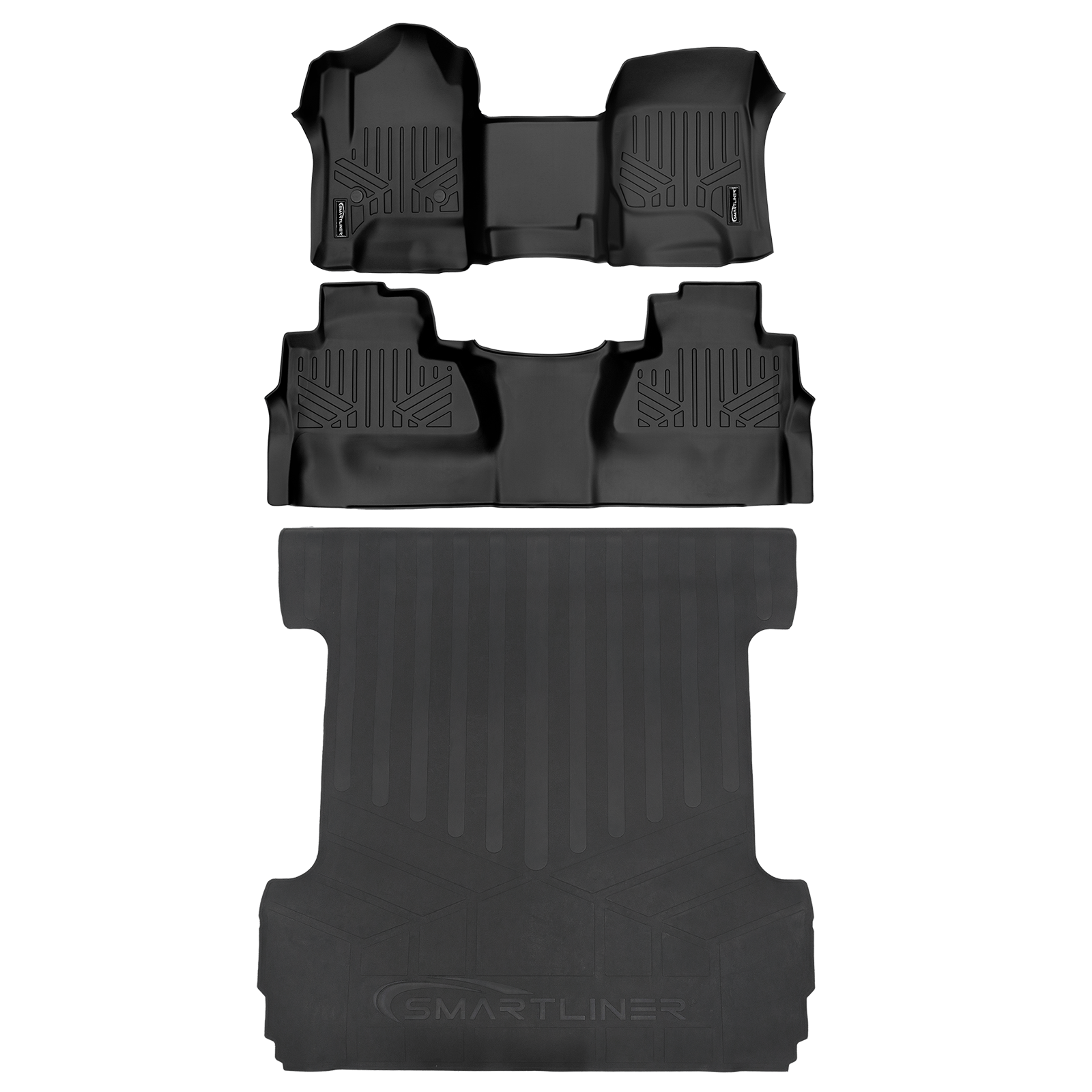 SMARTLINER Custom Fit Floor Liners For GMC Sierra 1500 Crew Cab 2014 - 2018 (Carpeted flooring) 1st Row Bench Half coverage