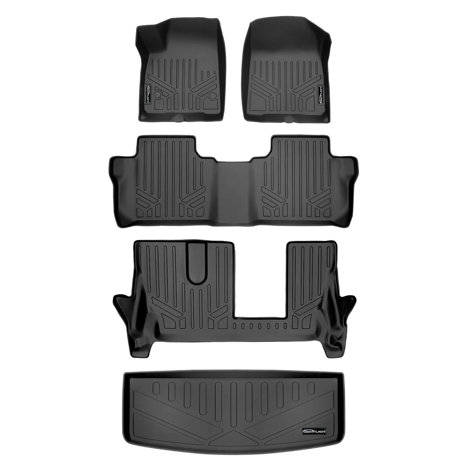 SMARTLINER Custom Fit Floor Liners For 2020-2025 Cadillac XT6 with 2nd Row Bench Seat