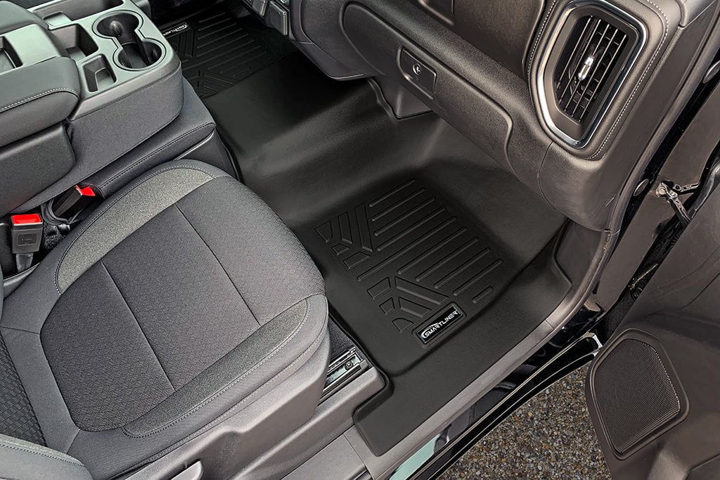 SMARTLINER Custom Fit Floor Liners For 2019-2025 GMC Sierra 1500 Double Cab with Carpet Flooring and 1st Row Bench Seat and OTH Coverage (with 2nd Row Under Seat Storage)