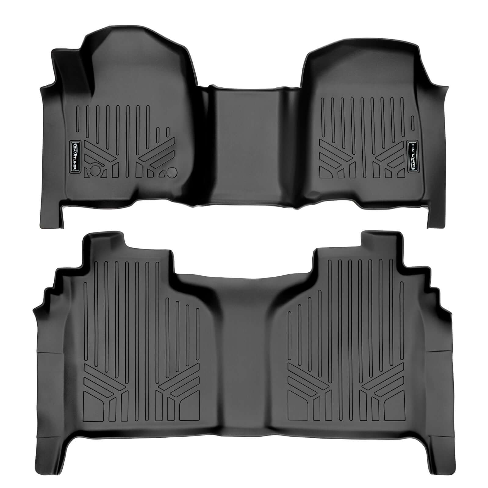 SmartCoverage™ Custom Fit Floor Liners For 2019-2025 Chevrolet Silverado 1500 Crew Cab With 1st Row Bench Seat (OTH Coverage) and Carpeted Flooring with the 2nd Row Underseat Storage