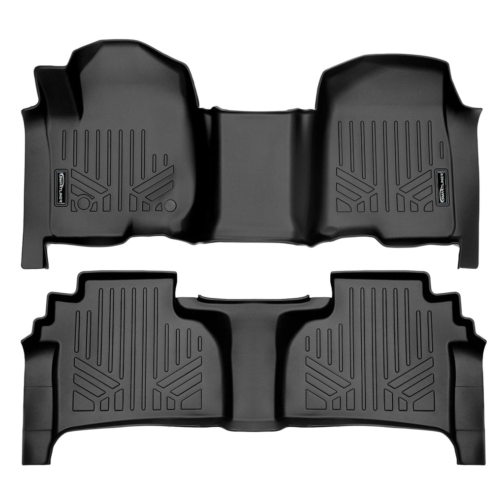 SMARTLINER Custom Fit Floor Liners For 2019-2025 GMC Sierra 1500 Double Cab with Carpet Flooring and 1st Row Bench Seat and OTH Coverage (with 2nd Row Under Seat Storage)