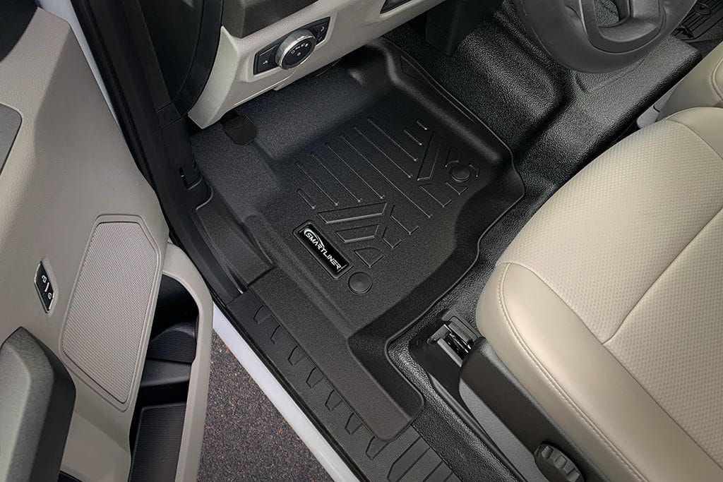 SMARTLINER Custom Fit Floor Liners For 2017-2025 Ford F-250/F-350 Super Crew Cab with Vinyl Flooring| 1st Row Bench Seat| No OTH Coverage| with Underseat Storage