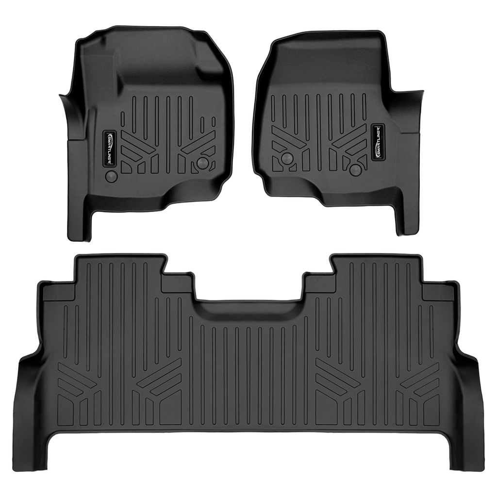 SMARTLINER Custom Fit Floor Liners For 2017-2025 Ford F-250/F-350 Super Crew Cab with Vinyl Flooring| 1st Row Bench Seat| No OTH Coverage| with Underseat Storage