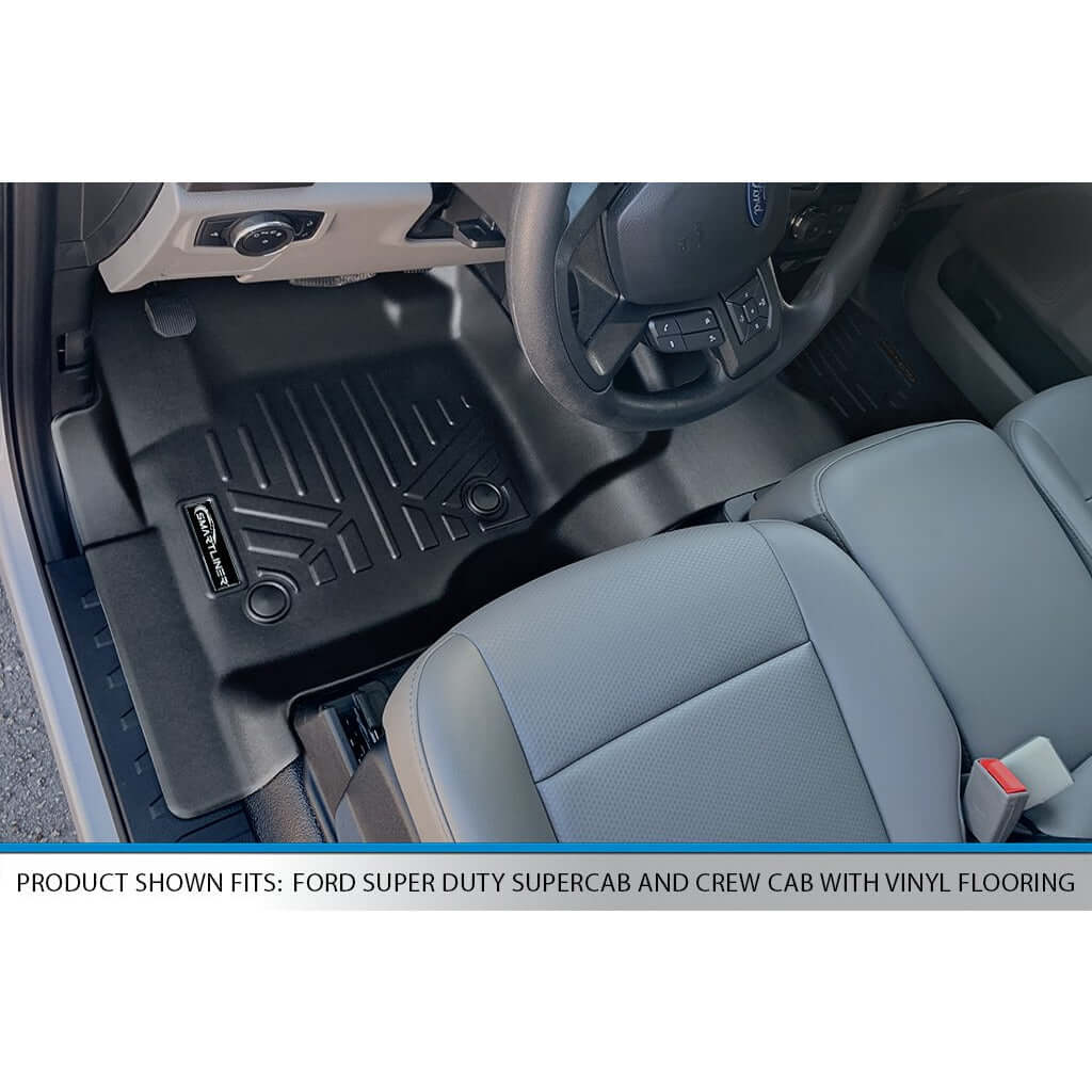 SMARTLINER Custom Fit Floor Liners For 2017-2025 Ford Super Duty Crew with Vinyl Flooring and 2nd Row Bench Seat