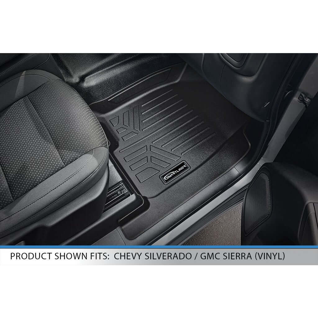 SmartCoverage™ Custom Fit Floor Liners For 2019-2024 Silverado/Sierra 1500 Crew Cab With 1st Row Bucket Seats & Vinyl Floor