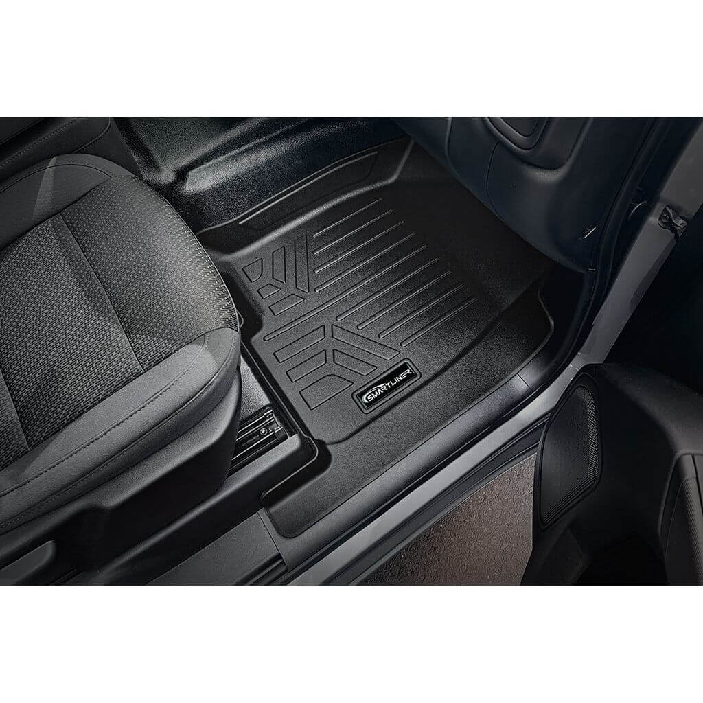 SmartCoverage™ Custom Fit Floor Liners For 2019-2024 Chevrolet Silverado 1500 Crew Cab with Vinyl Flooring and 1st Row Bench Seat (No OTH Coverage) and 2nd Row Underseat Storage