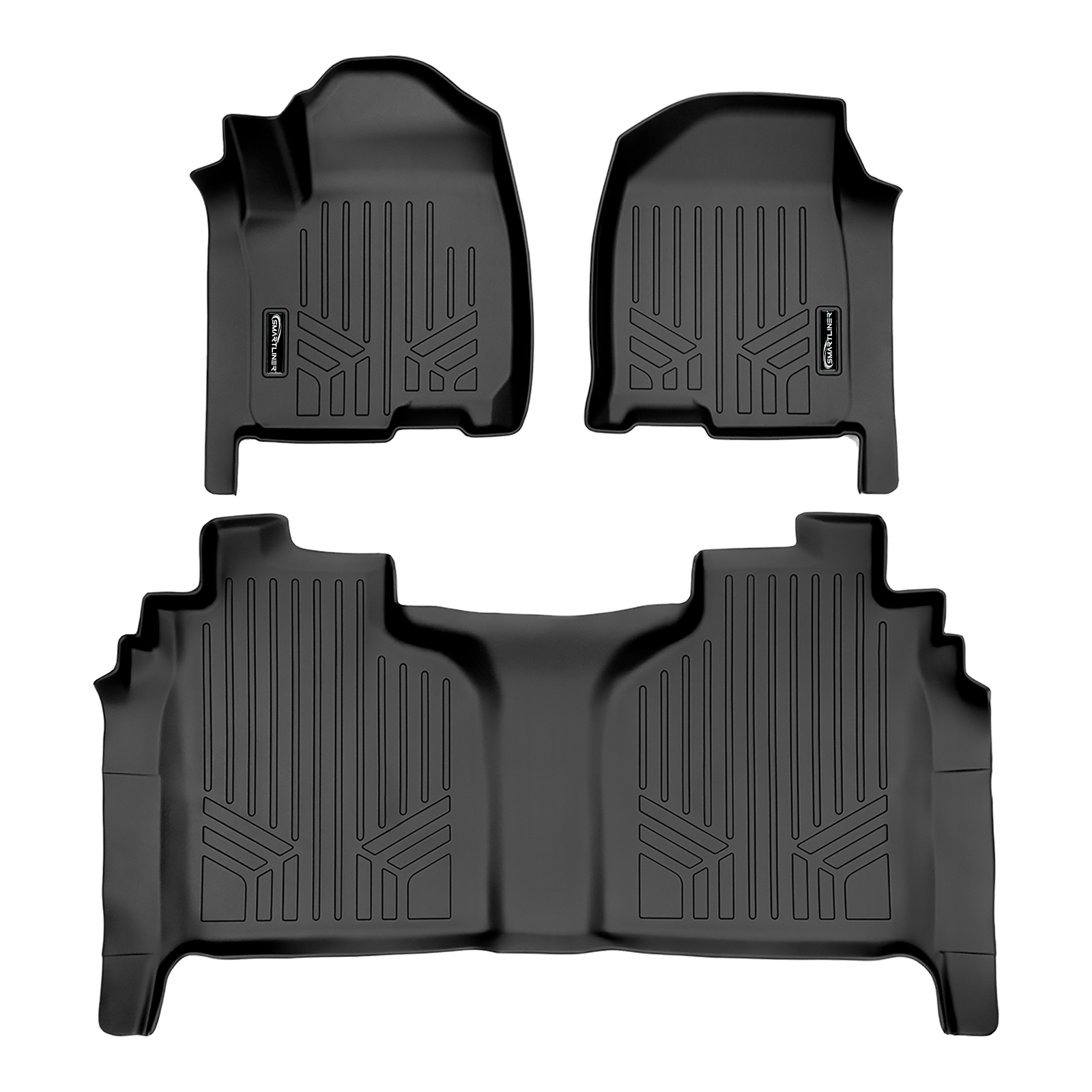 SMARTLINER Custom Fit Floor Liners Compatible With 2020-2025 Chevrolet Silverado 2500 HD | 3500 HD (Crew Cab|Vinyl Flooring|1st Row Bench Seats|Without Over the Hump Coverage|with 2nd Row Underseat Storage)