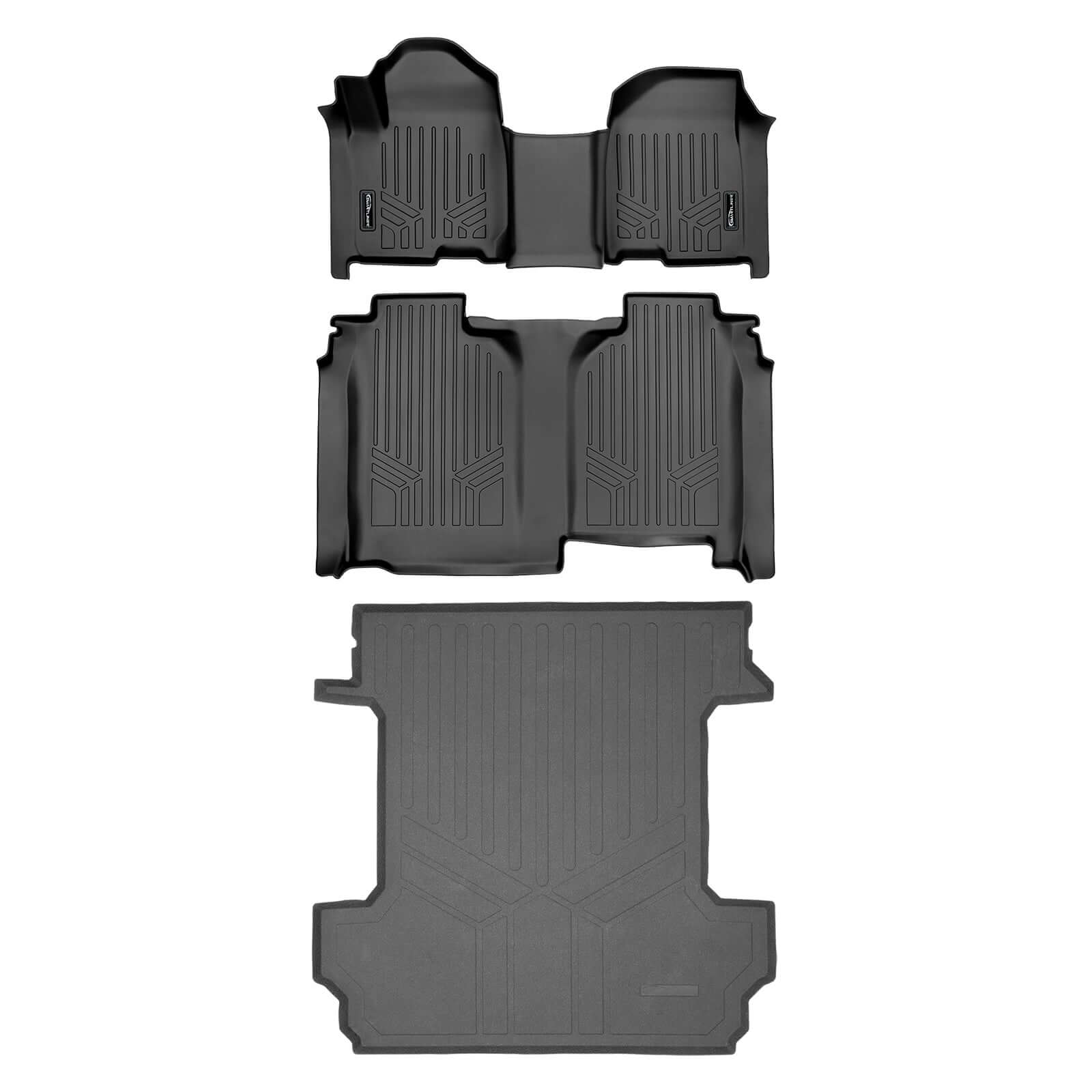 SmartCoverage™ Custom Fit Floor Liners For 2019-2024 Chevrolet Silverado 1500 Crew Cab With 1st Row Bench Seat (with OTH Coverage) and Vinyl Flooring without the 2nd Row Underseat Storage