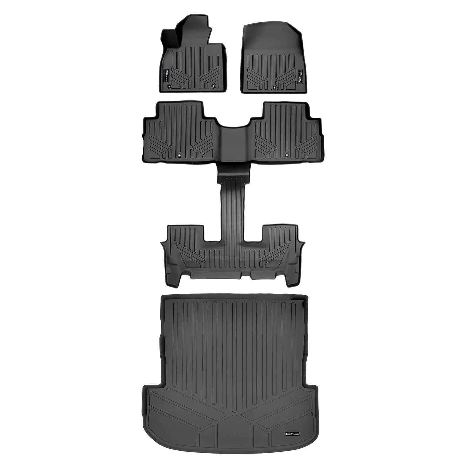 SMARTLINER AUTO™ Custom Fit Floor Liners For 2020-2025 Hyundai Palisade with 2nd Row Bucket Seat No Center Console with in between Coverage