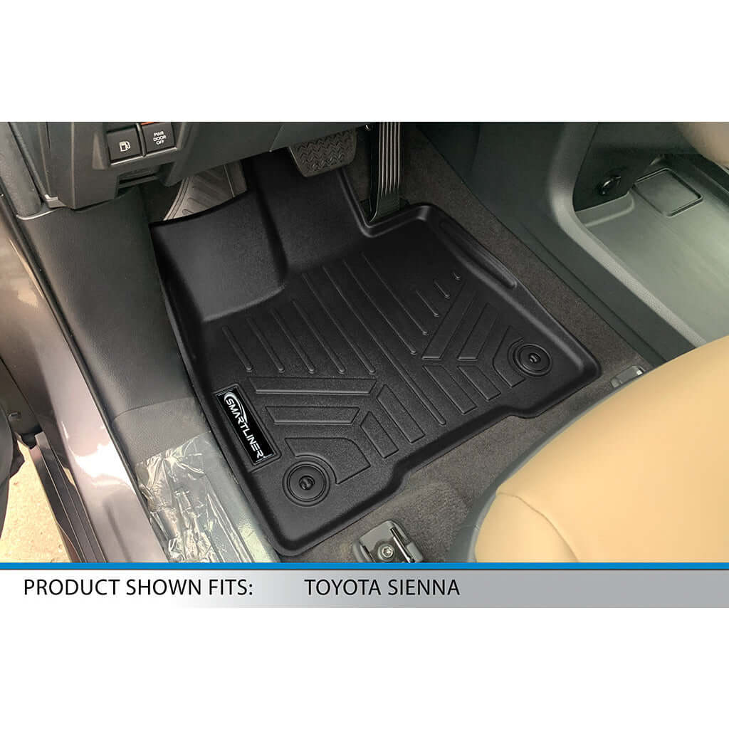 SMARTLINER Custom Fit Floor Liners For 2021-2025 Toyota Sienna with 2nd Row Bench Seat