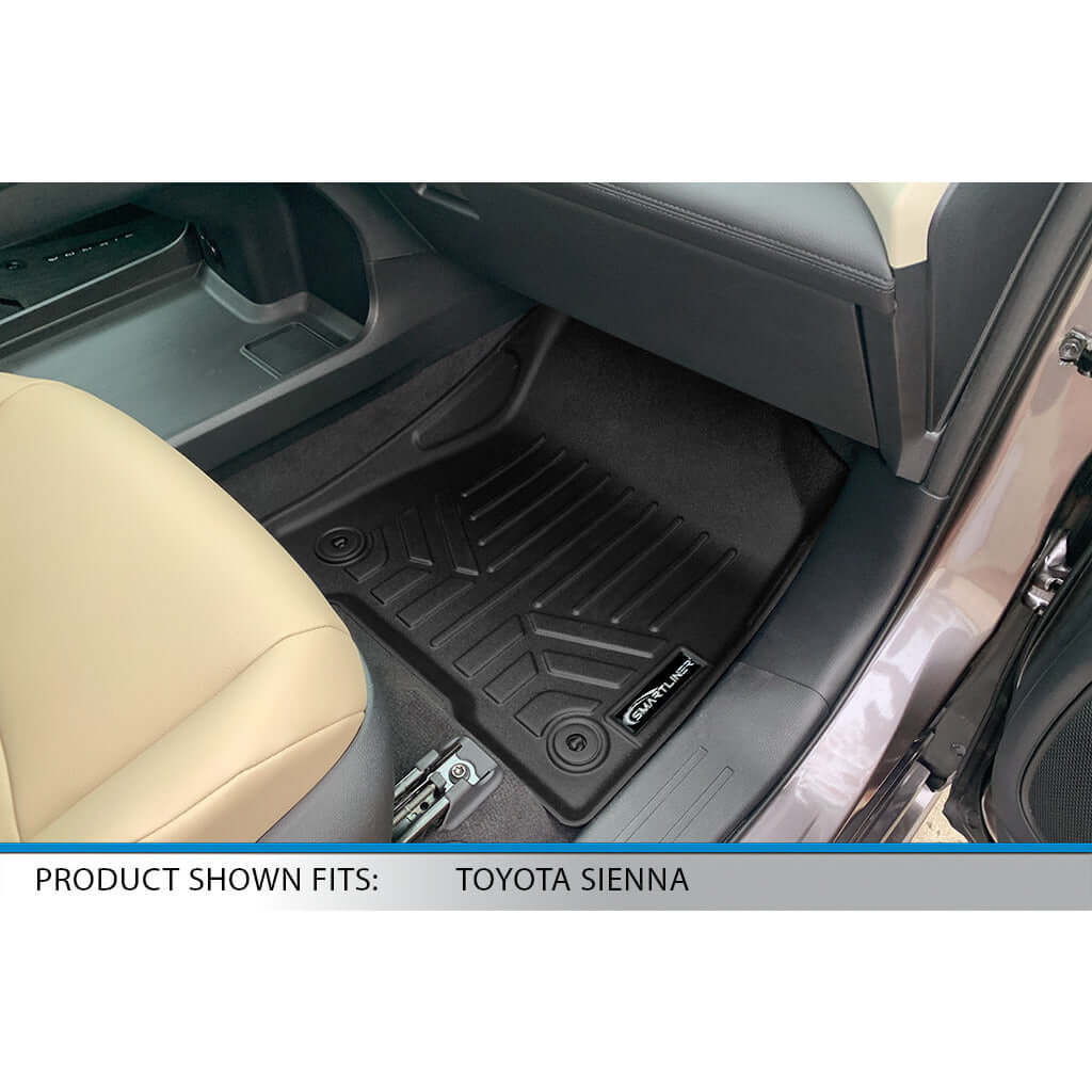 SMARTLINER Custom Fit Floor Liners For 2021-2025 Toyota Sienna with 2nd Row Bucket Seats and Spare Tire