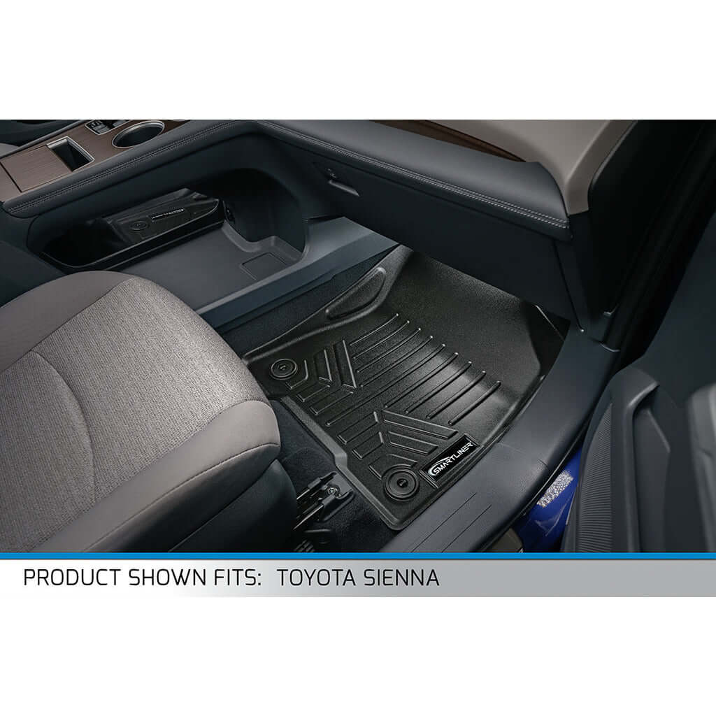 SMARTLINER Custom Fit Floor Liners For 2021-2025 Toyota Sienna with 2nd Row Bench Seat no Spare Tire