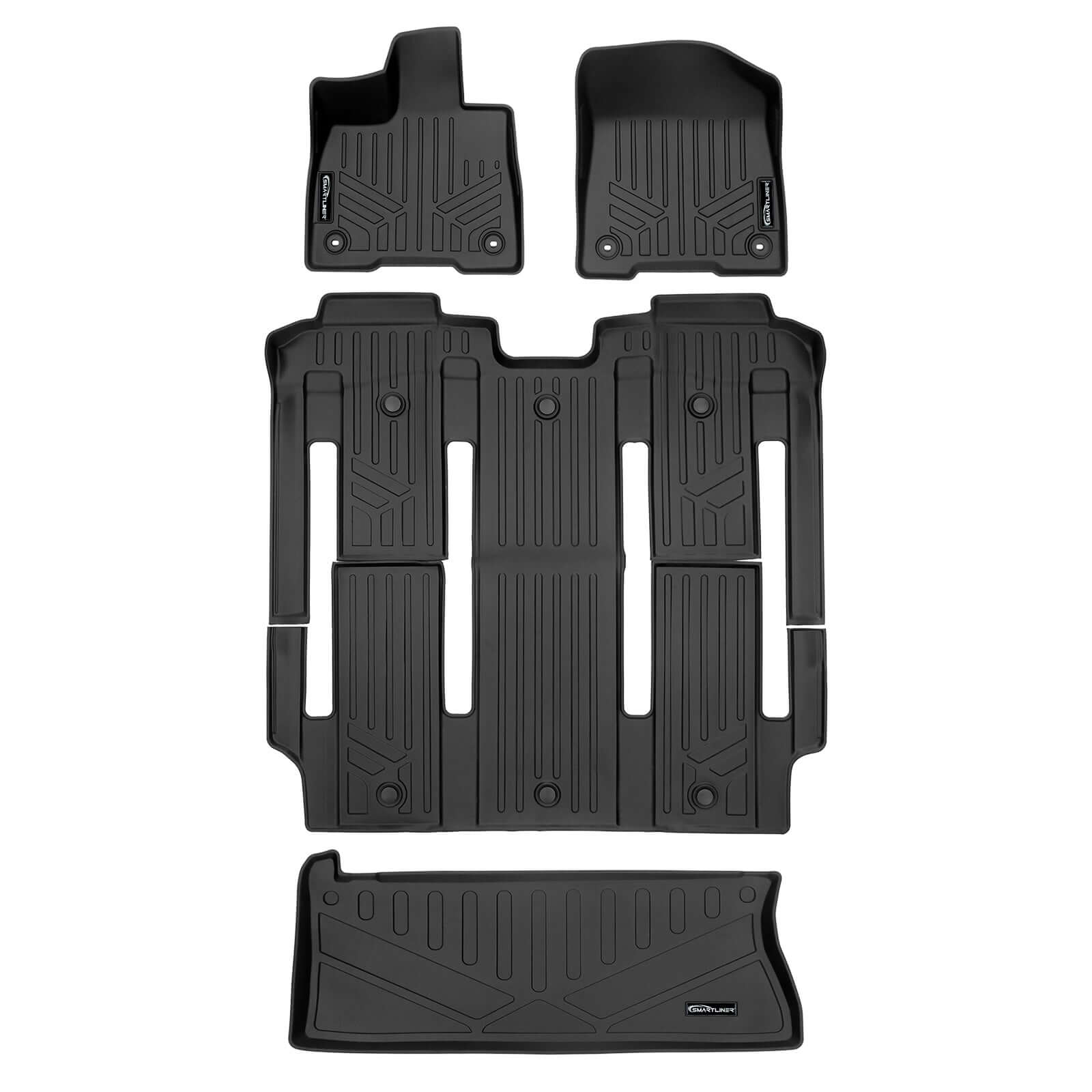 SMARTLINER Custom Fit Floor Liners For 2021-2025 Toyota Sienna with 2nd Row Bucket Seats and Spare Tire