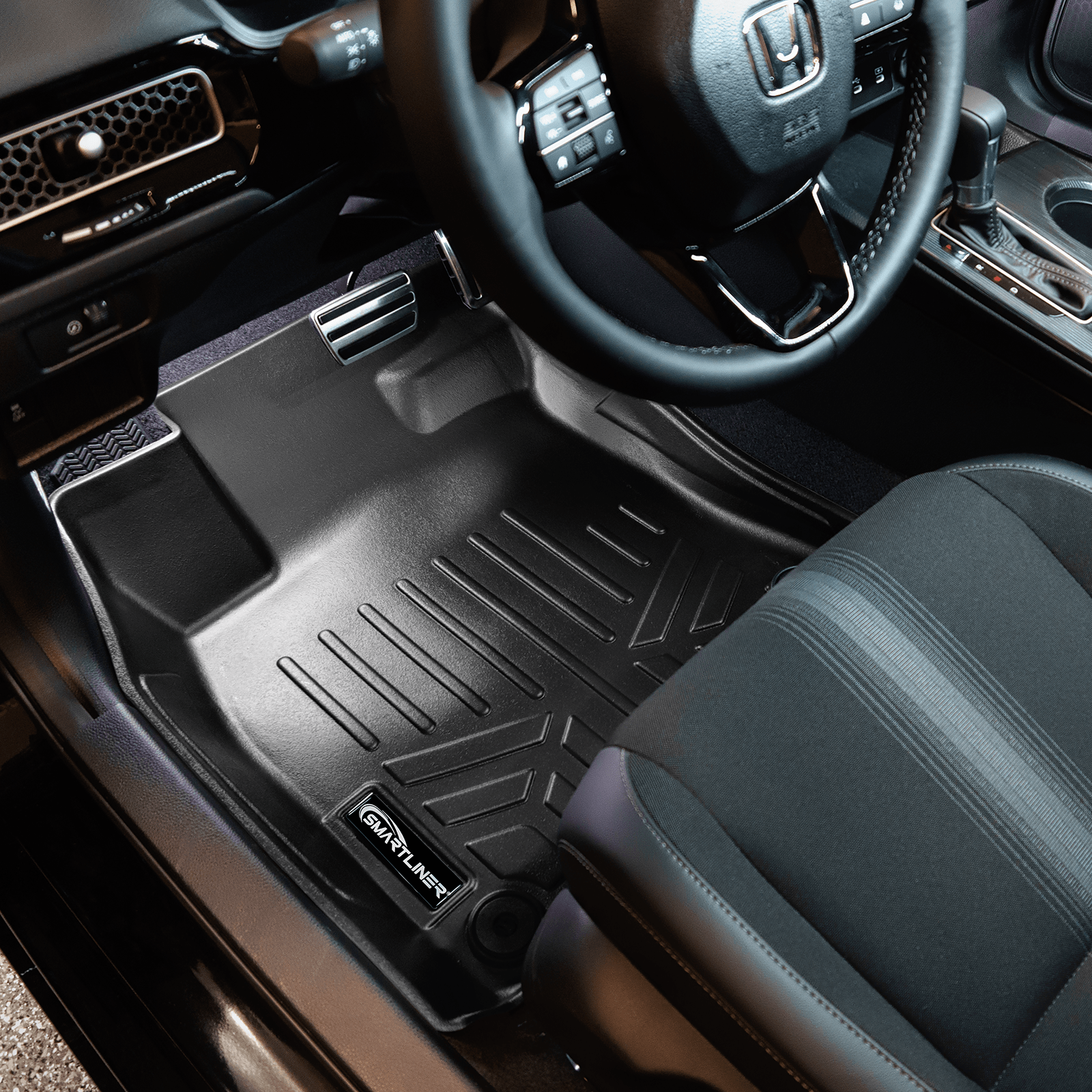 SMARTLINER Custom Fit Floor Liners For 2022-2025 Honda Civic Hatchback with 2nd Row USB Ports and Subwoofer in the Cargo Area