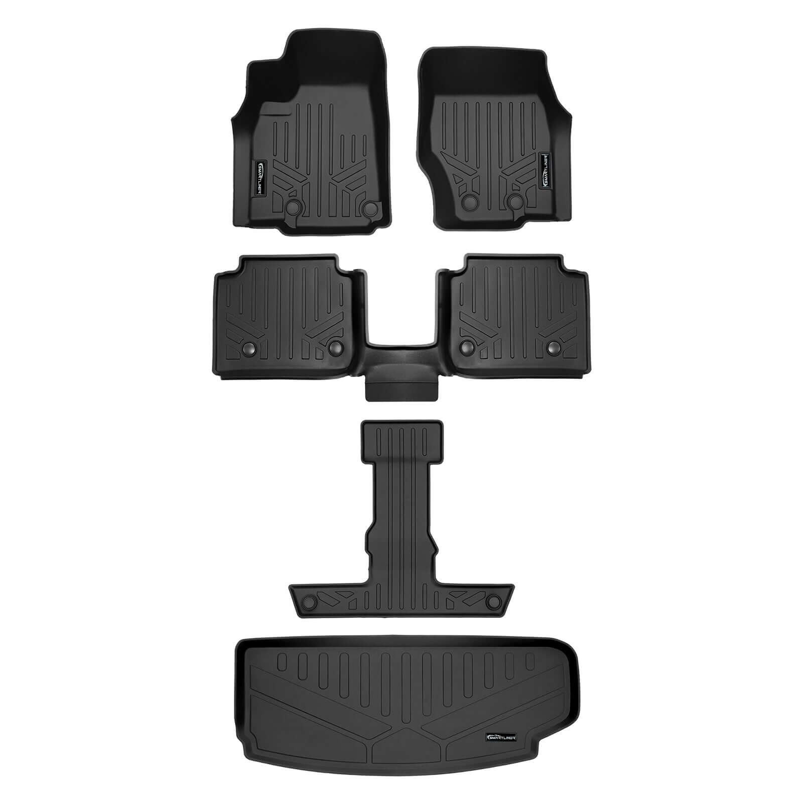 SMARTLINER Custom Fit Floor Liners For 2021-2025 Jeep Grand Cherokee L with 2nd Row Bucket Seats With Center Console