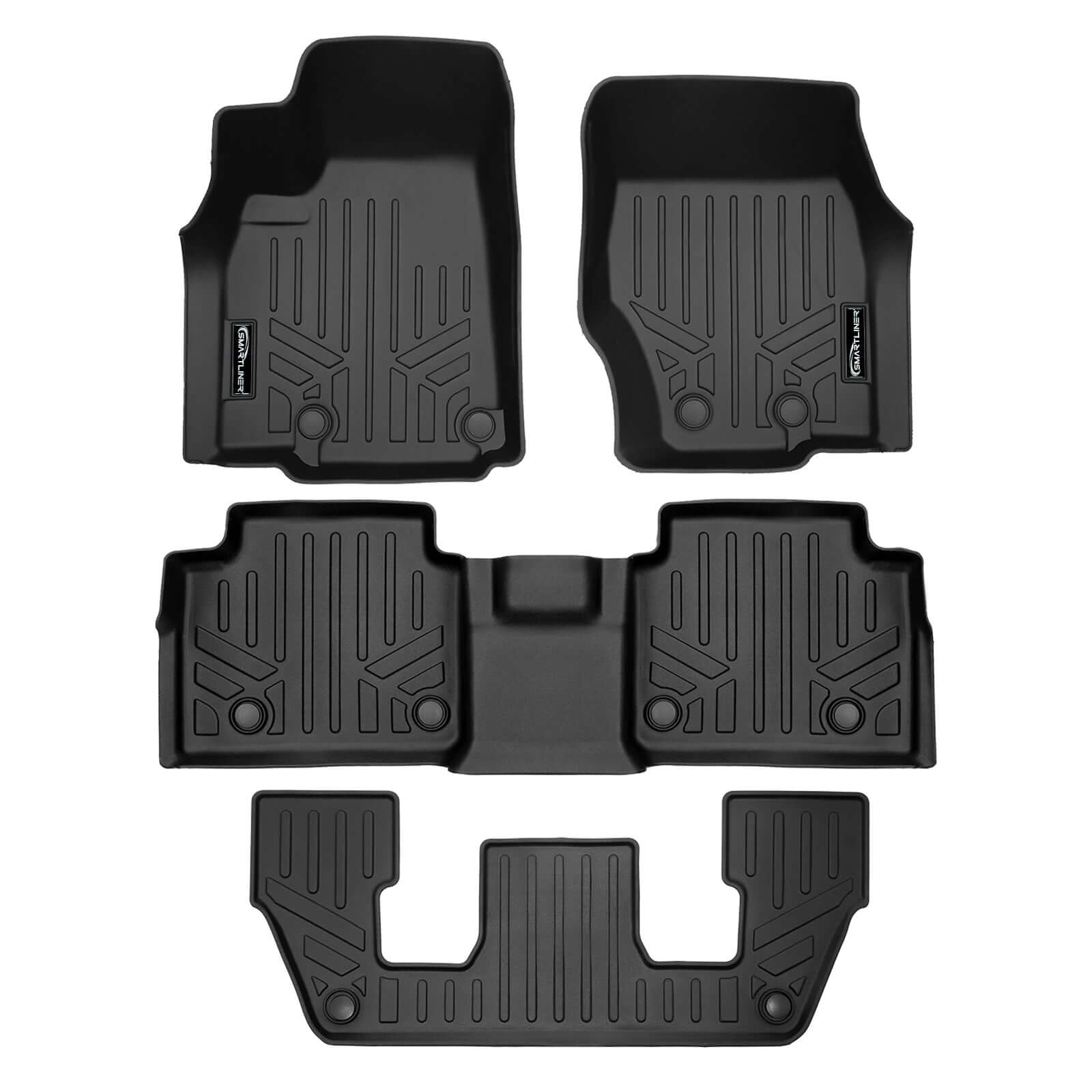 SMARTLINER Custom Fit Floor Liners For 2021-2025 Jeep Grand Cherokee L w/ 2nd Row Bucket Seats and center console (No subwoofer)