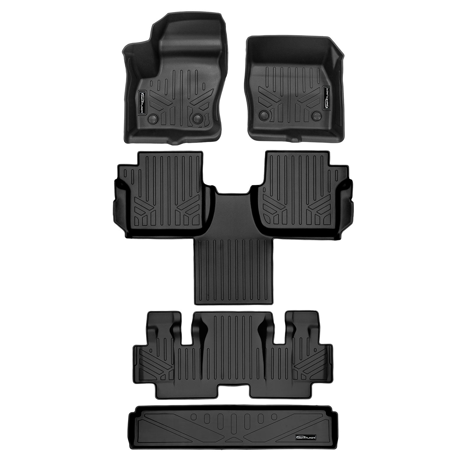 SMARTLINER Custom Fit Floor Liner Set Compatible With 2018-2025 Transit Connect With Vinyl Flooring and without secondary footrest (Short and Long Wheelbase)