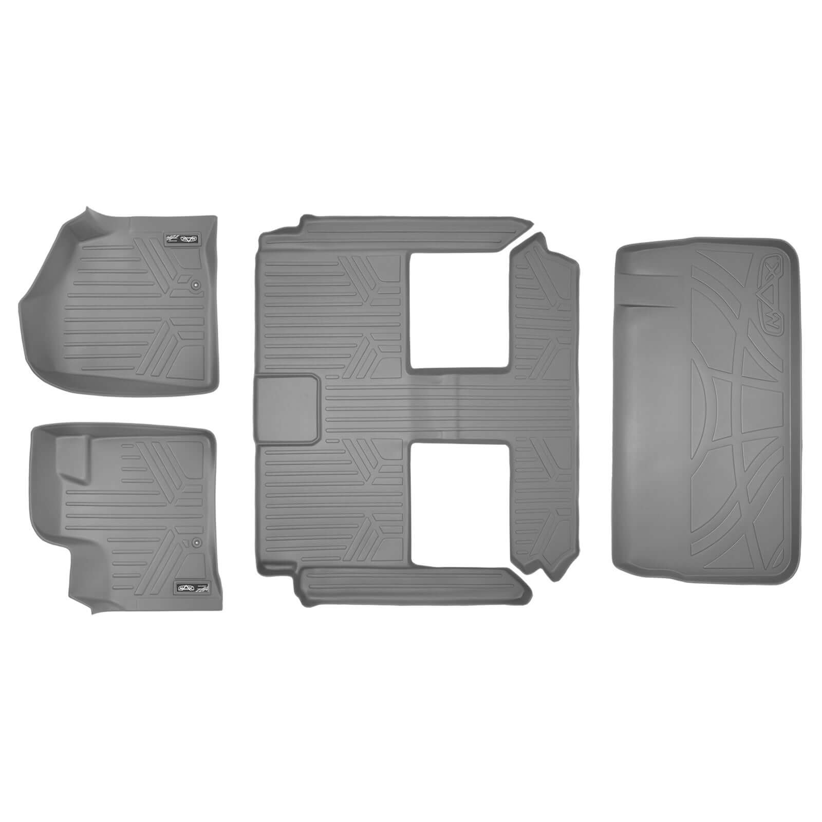Smart Trim™ Custom Fit Floor Liners For 2013-2020 Dodge Grand Caravan with 2nd Row Bucket Seats and 1st Row Super Console