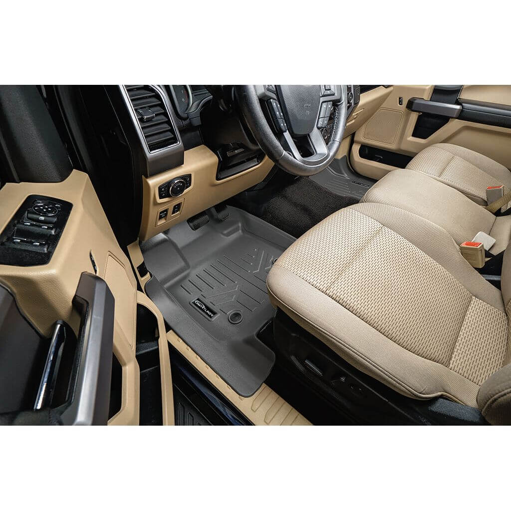 SmartCoverage™ Custom Fit Floor Liners For 2015-2025 Ford F-150 with 1st Row Bucket Seats & OEM 2nd Row Under Seat Storage (Vinyl Flooring)
