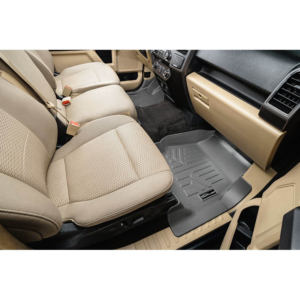 SmartCoverage™ Custom Fit Floor Liners For 2015-2025 Ford F-150 with 1st Row Bucket Seats & OEM 2nd Row Under Seat Storage