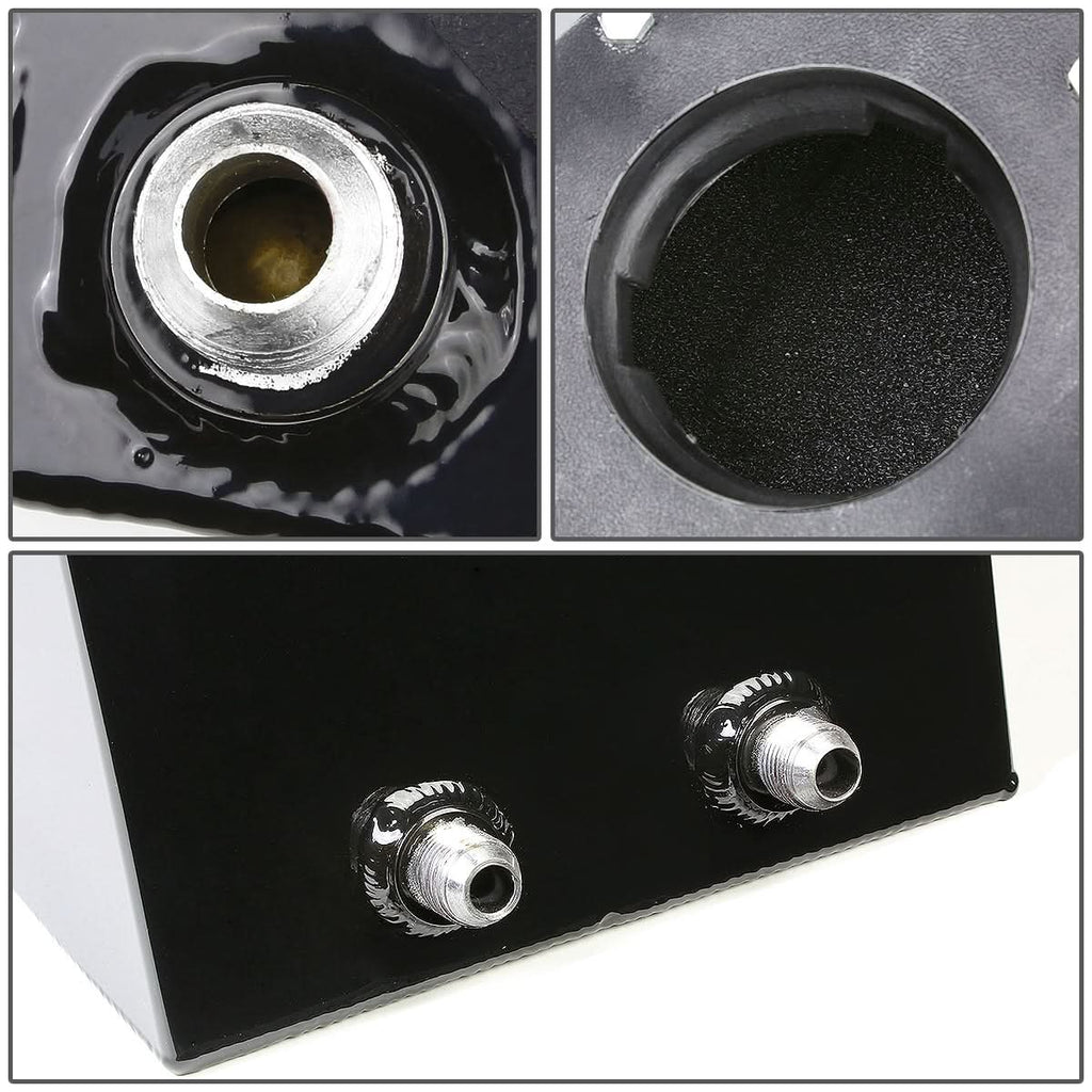 3 Gallon Aluminum Fuel Cell Gas Tank - Black with Bottom Feed