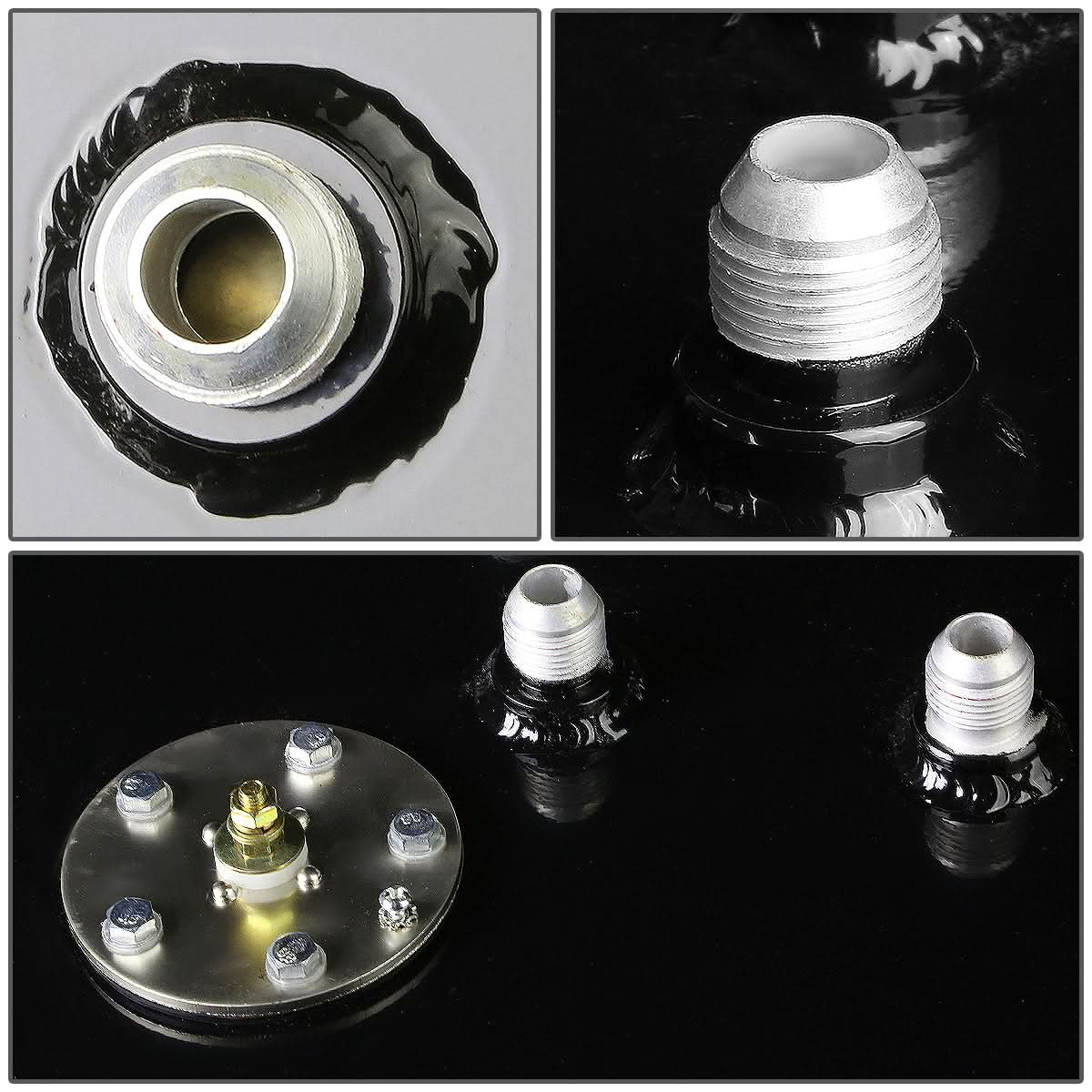 17 Gallon Fuel Cell Gas Tank Bottom-Feed Flat Black Aluminum