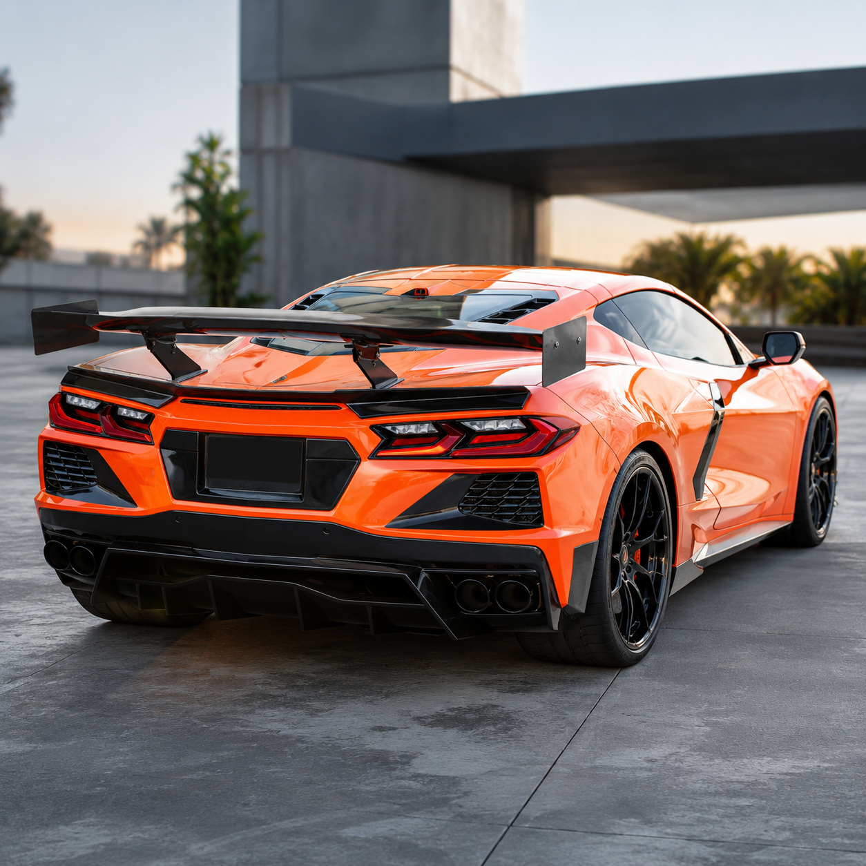 AP Style Dry Carbon Fiber Rear Trunk GT Wing for Chevrolet Corvette C8 by Stratec Systems