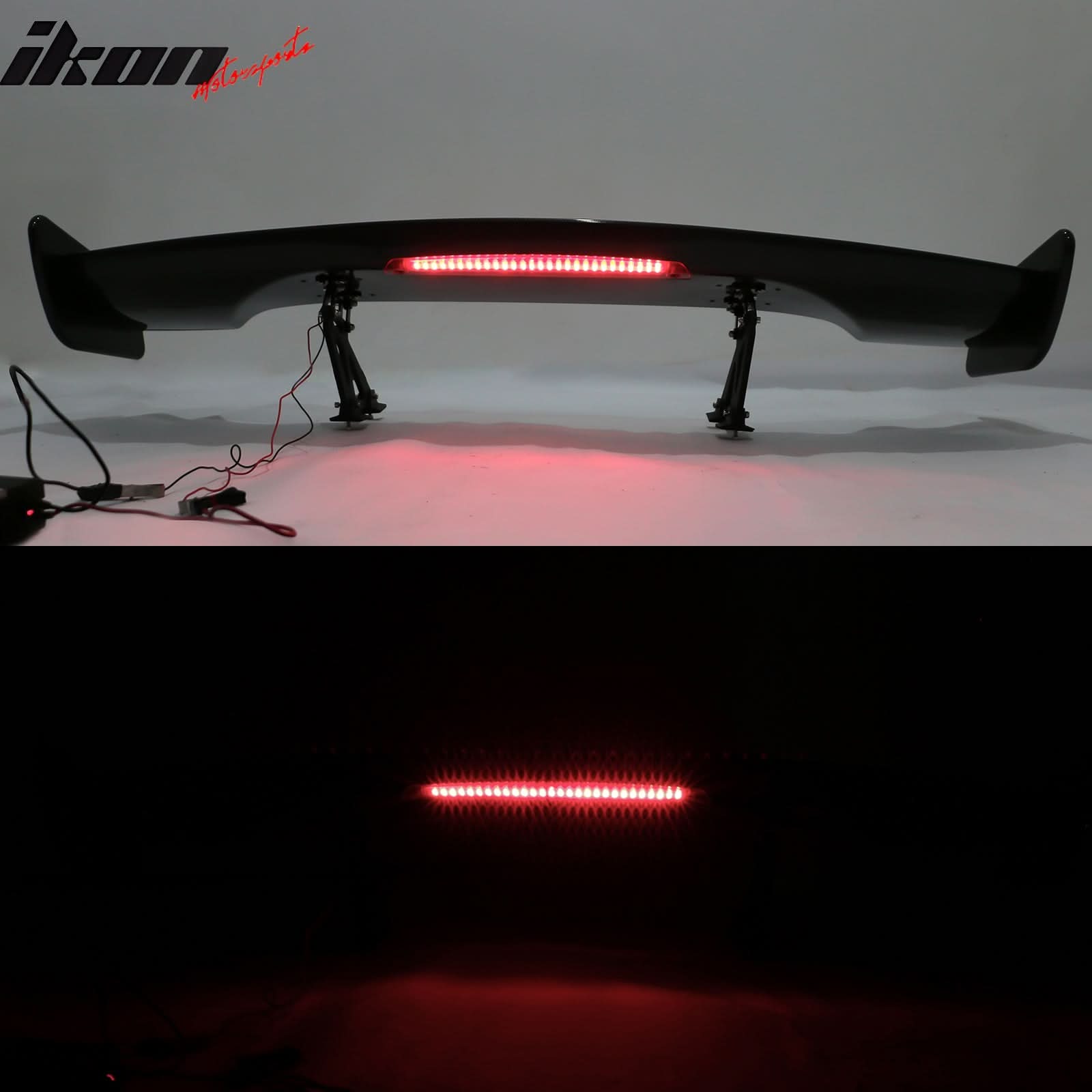 Universal JDM GT Style Carbon Fiber Print Trunk Spoiler ABS w/ Light
