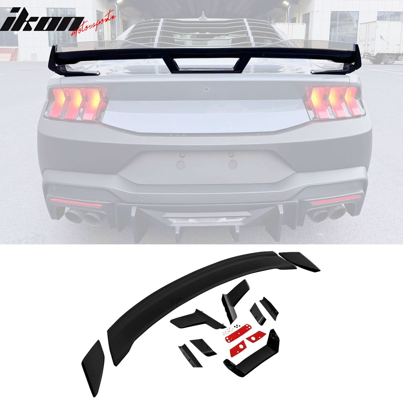 2024-2025 Ford Mustang Dark Horse Gloss Trunk Spoiler W/ Gurney Glap