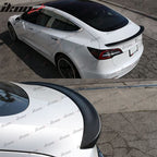 2017-2023 Tesla Model 3 Front Lip + Rear Spoiler IKON Style Real Carbon Fiber