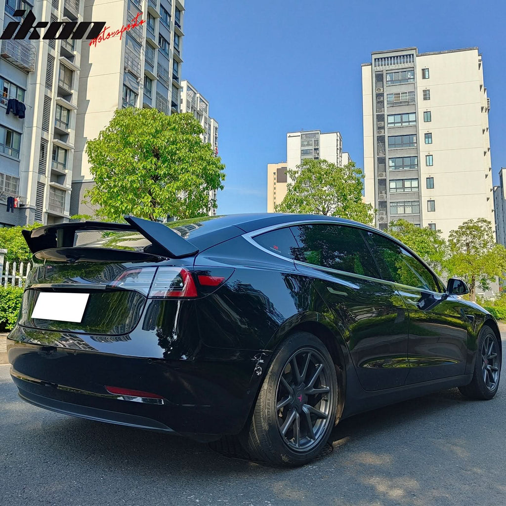 2017-2024 Tesla Model 3 GT Style Carbon Fiber Print Trunk Spoiler ABS