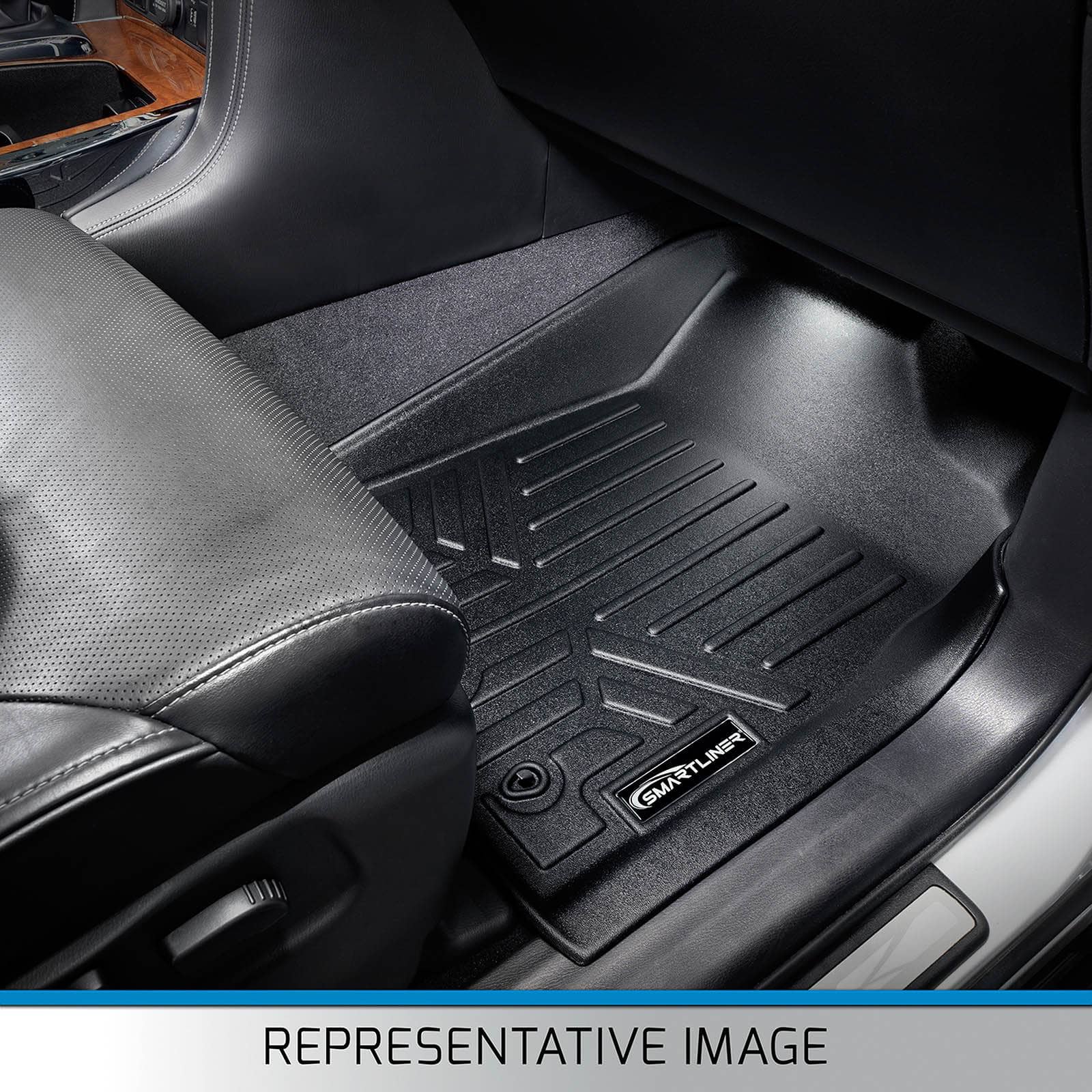 SMARTLINER Custom Fit Floor Liners For GMC Sierra 1500 Crew Cab 2014 - 2018 (Carpeted flooring) 1st Row Bench Half coverage