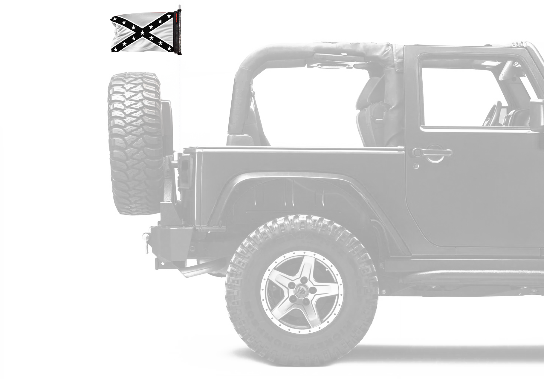 Confederate Subdued 12"x18" Forever Wave Flag for Jeep Wrangler YJ 1986-1995