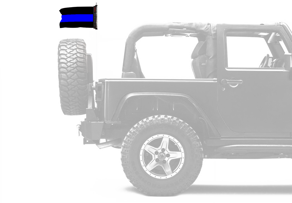 Thin Blue Line 12"x18" Forever Wave Flag for Jeep Wrangler YJ 1986-1995