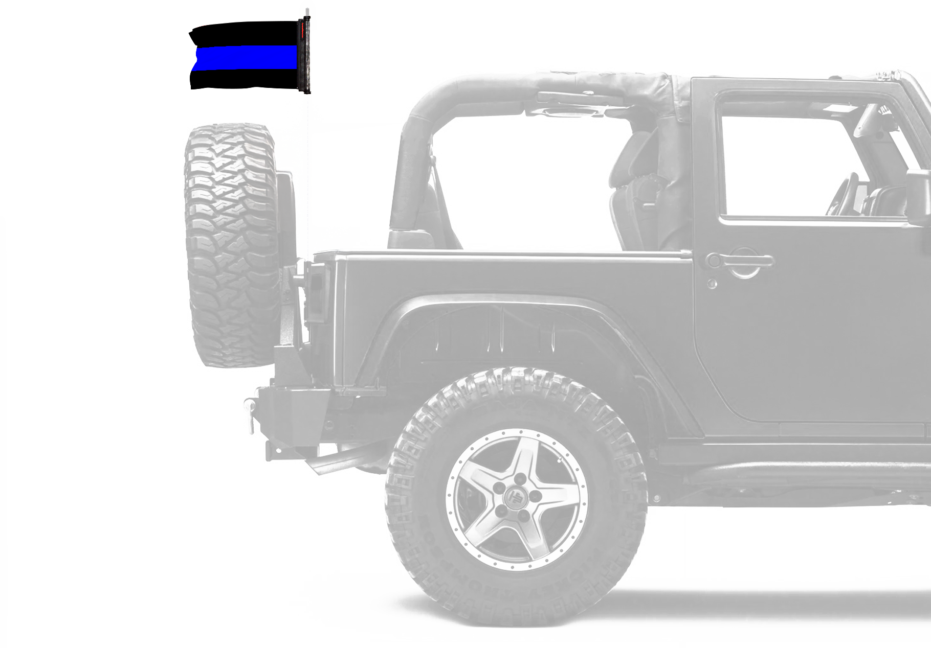 Thin Blue Line 12"x18" Forever Wave Flag for Jeep Wrangler YJ 1986-1995