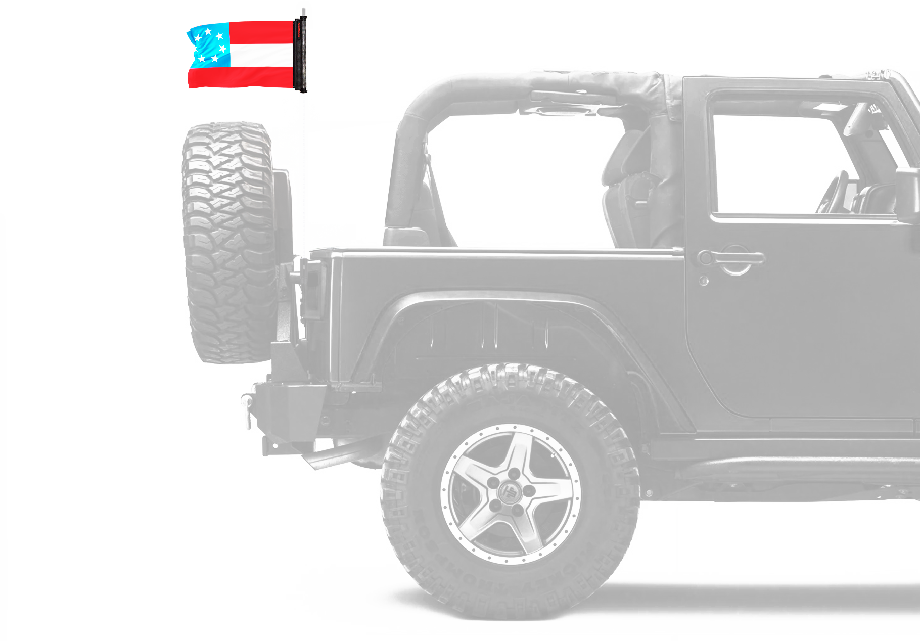 1st Confederate 7 Star 12"x18" Forever Wave Flag for Jeep Wrangler JKU 4-Door 2007-2018