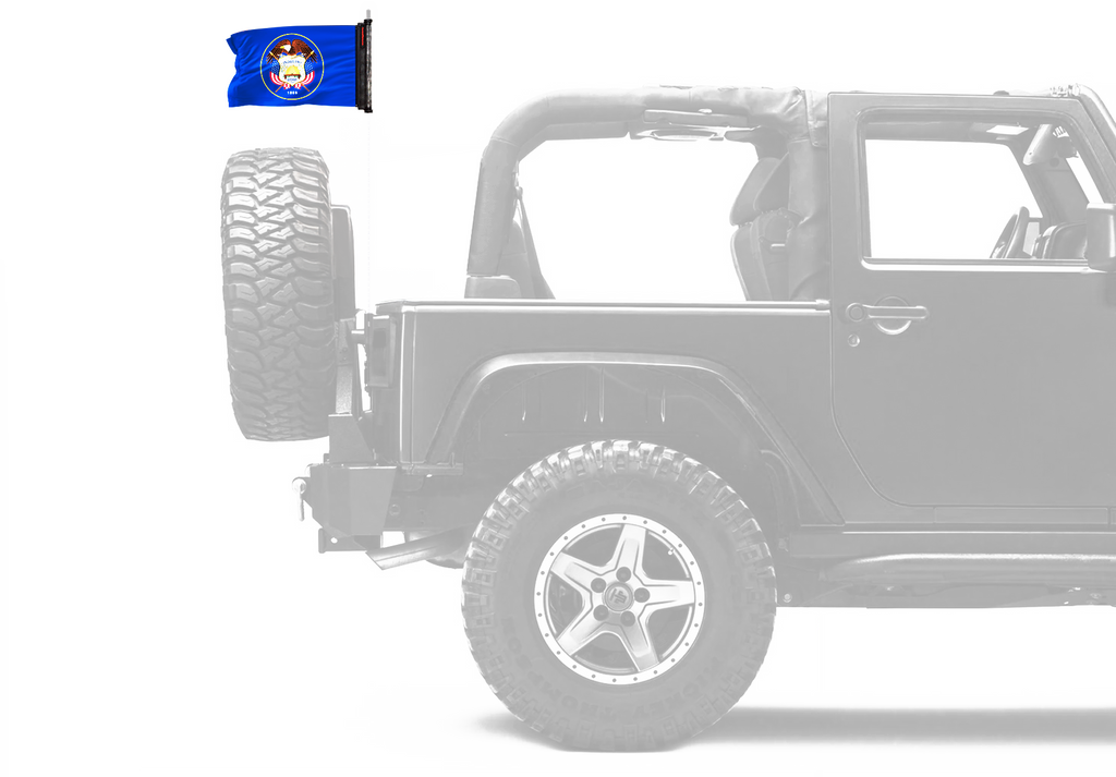 State Flag Utah "Old Style" 12"x18" Forever Wave Flag for Jeep Wrangler JL 2-Door 2018-Present