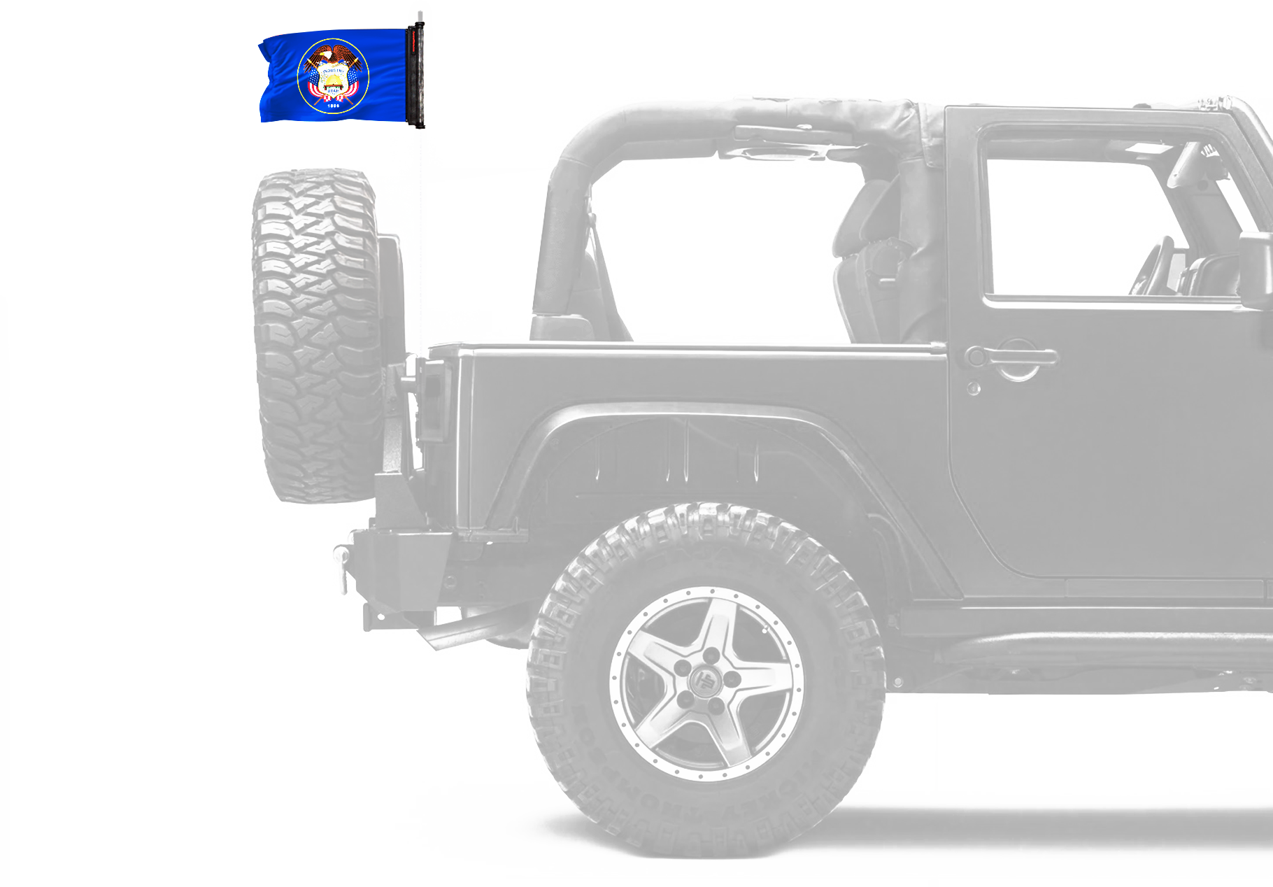 State Flag Utah "Old Style" 12"x18" Forever Wave Flag for Jeep Wrangler JKU 4-Door 2007-2018