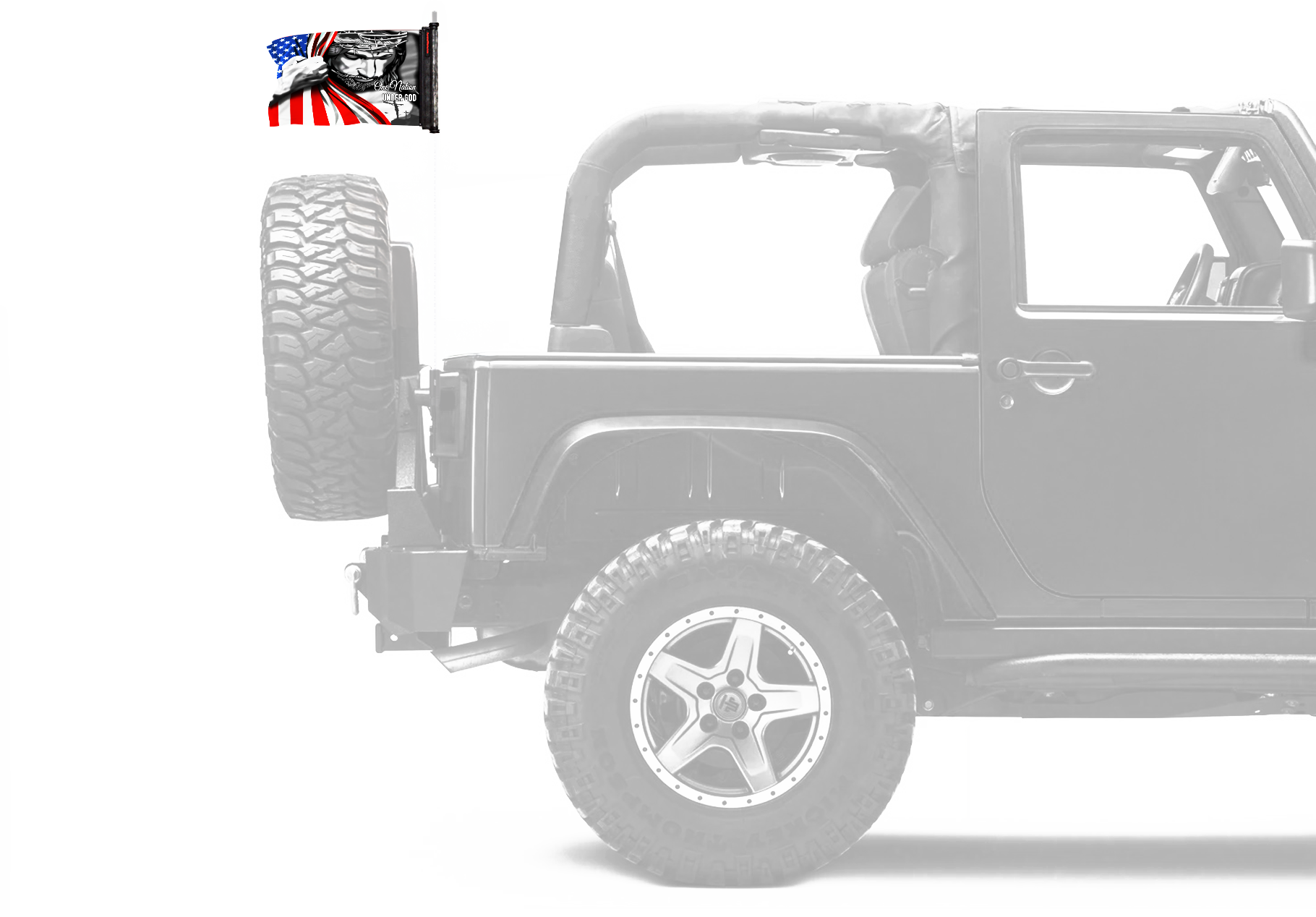 One Nation 12"x18" Forever Wave Flag for Jeep Wrangler TJ 1996-2006