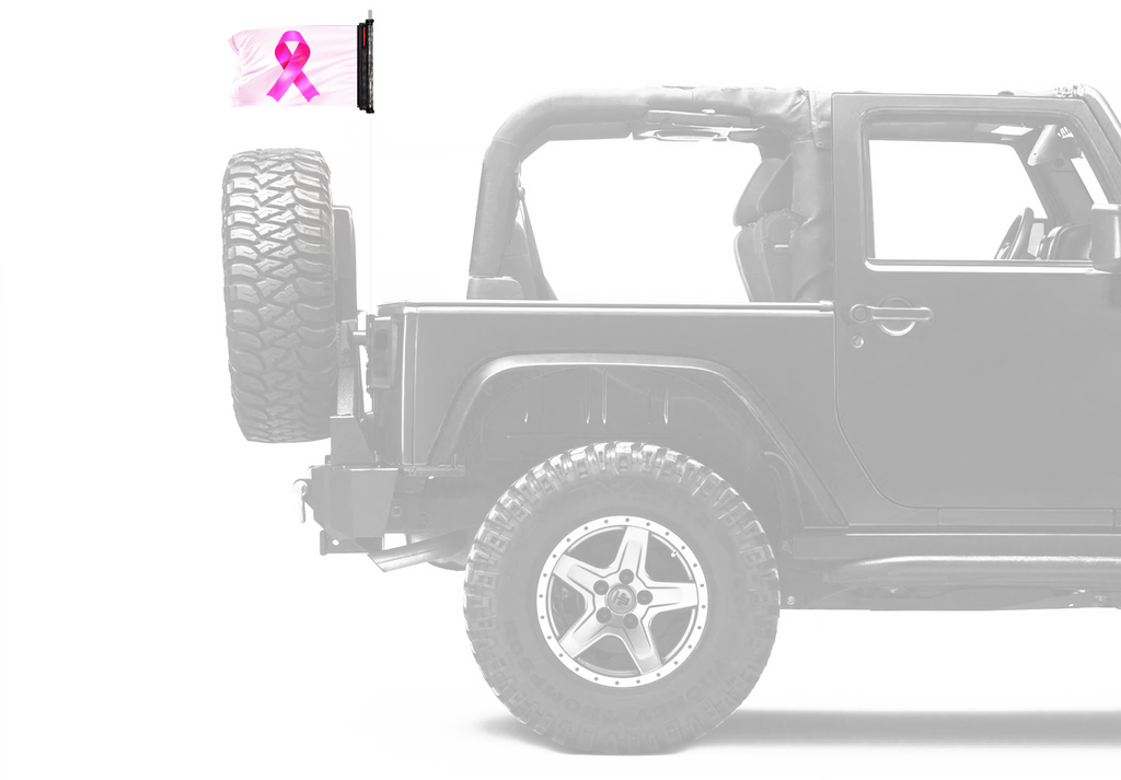 Pink Ribbon 12"x18" Forever Wave Flag for Jeep Wrangler TJ 1996-2006