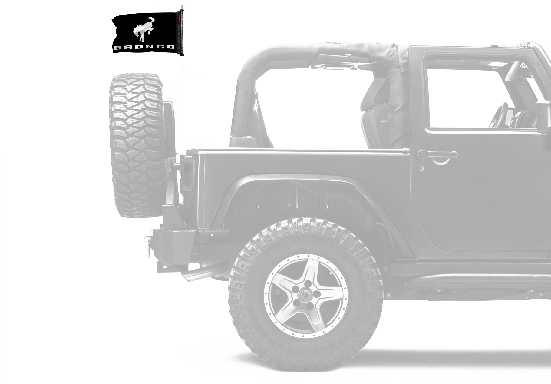 Bucking Bronco 12"x18" Forever Wave Flag for Jeep Wrangler JKU 4-Door 2007-2018