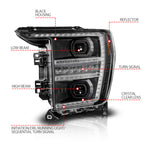ANZO 21-23 Ford F150 LED Projector Headlight w/Switchback+Sequential - Black (Driver Side Only)