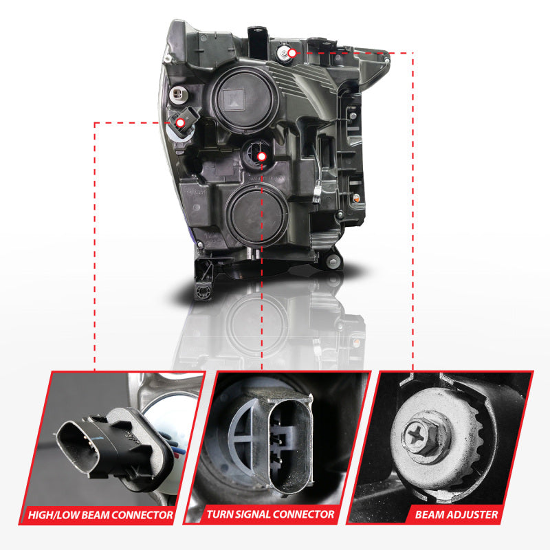 ANZO 21-23 Ford F150 LED Projector Headlight w/Switchback+Sequential - Black (Passenger Side Only)