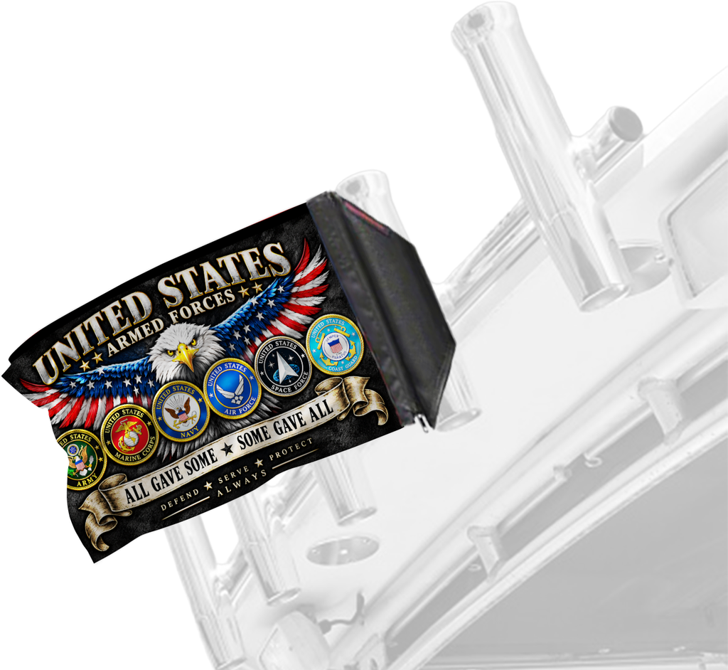 Armed Forces 12"x18" Forever Wave Flag for Boats
