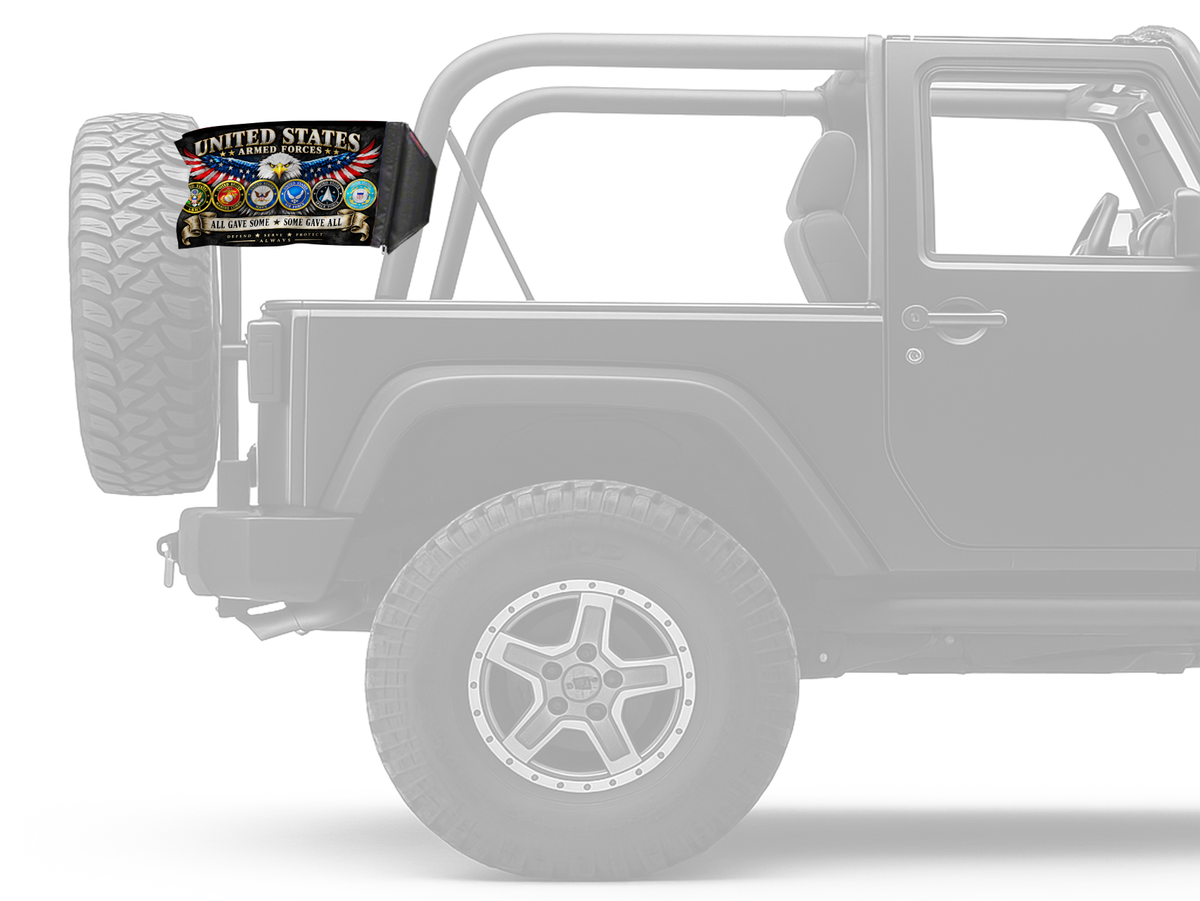 Armed Forces 12"x18" Forever Wave Flag for Jeep Wrangler JK 2-Door 2007-2018
